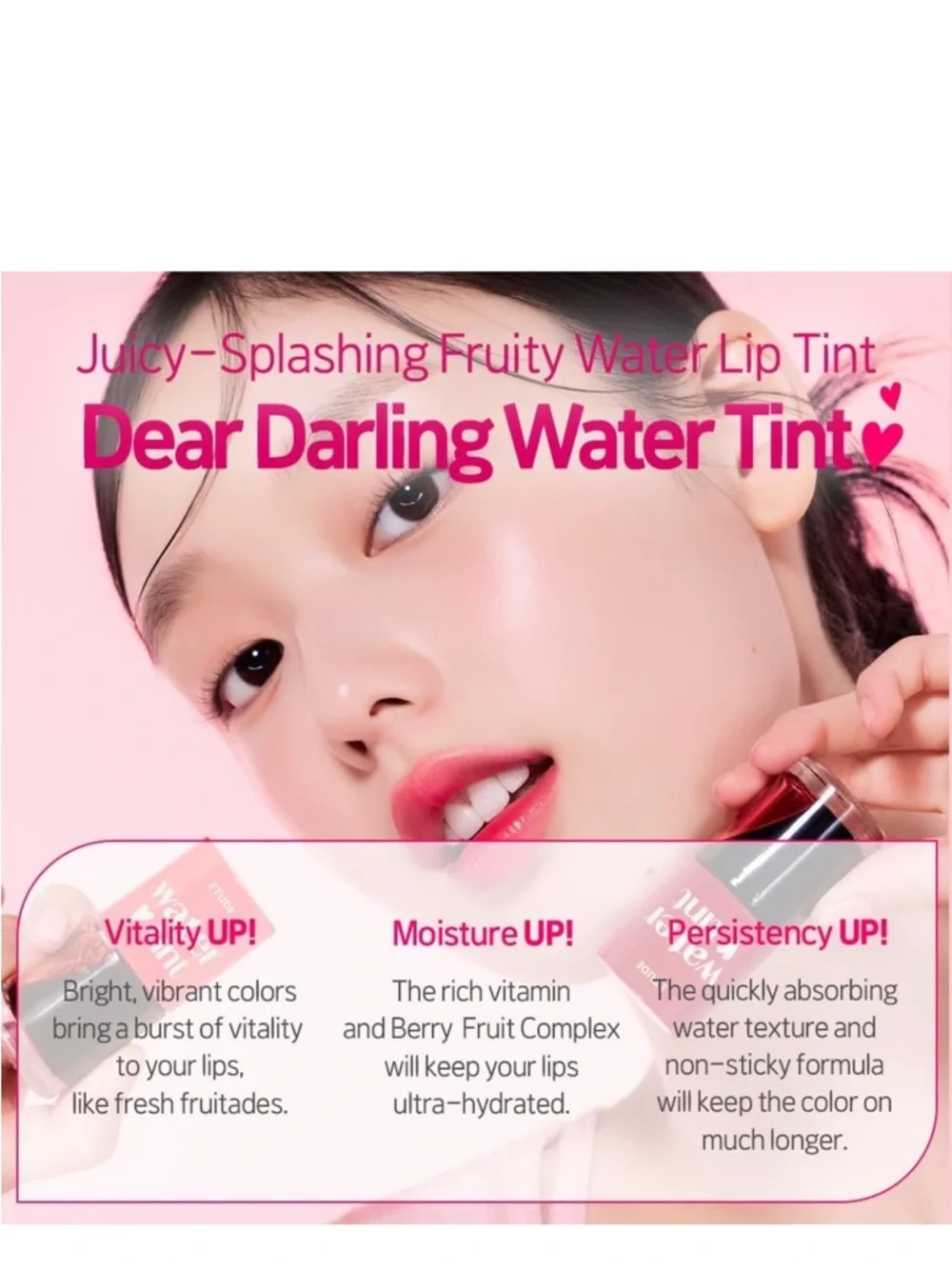 Etude Cherry Ade Dear Darling Water Lip Tint- warm toned red, long lasting